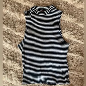 Striped high-neck tank top